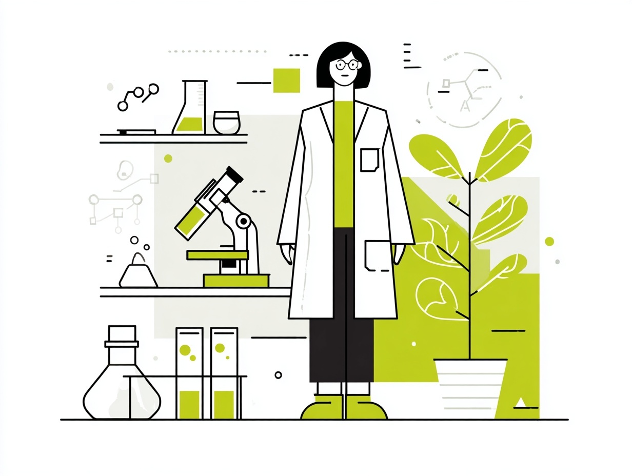 Пример генерации изображения в нейросети - Midjourney | Доктор в лаборатории - векторная иллюстрация