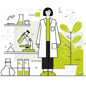 Доктор в лаборатории - векторная иллюстрация