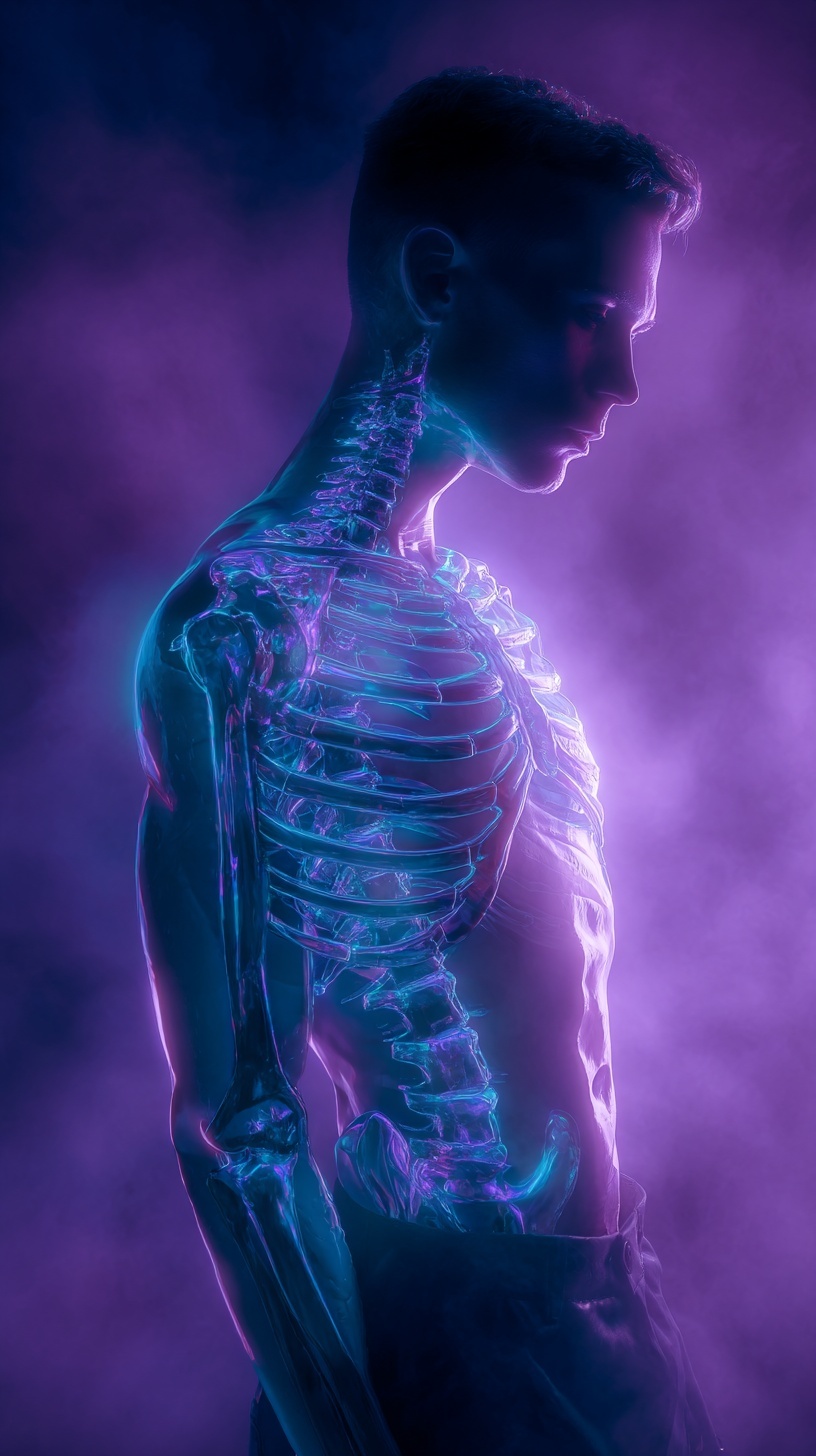 Пример генерации изображения в нейросети - Midjourney | Неоновая анатомия