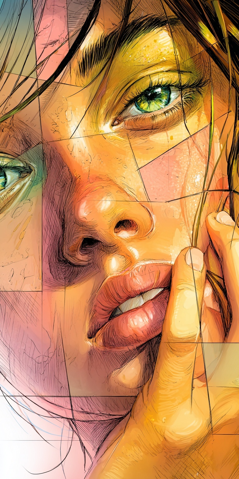 Пример генерации изображения в нейросети - Midjourney | Поп-арт портрет женщины