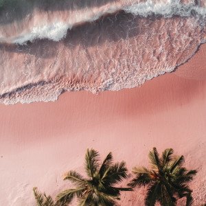 Розовый пляж с высоты