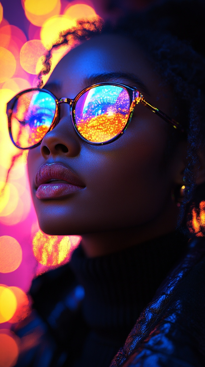 Промпт (промт) для нейросети - Midjourney | Портрет с неоновым свечением