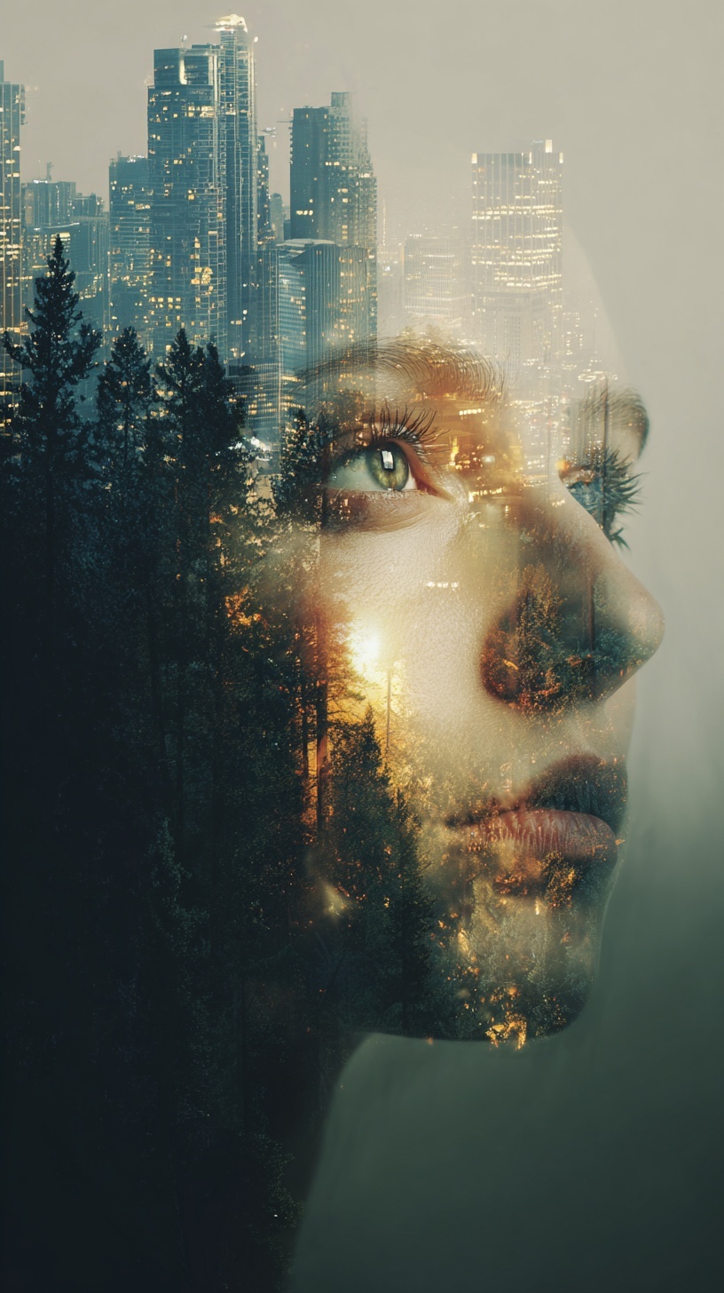 Промпт (промт) для нейросети - Midjourney | Синтез двух реальностей