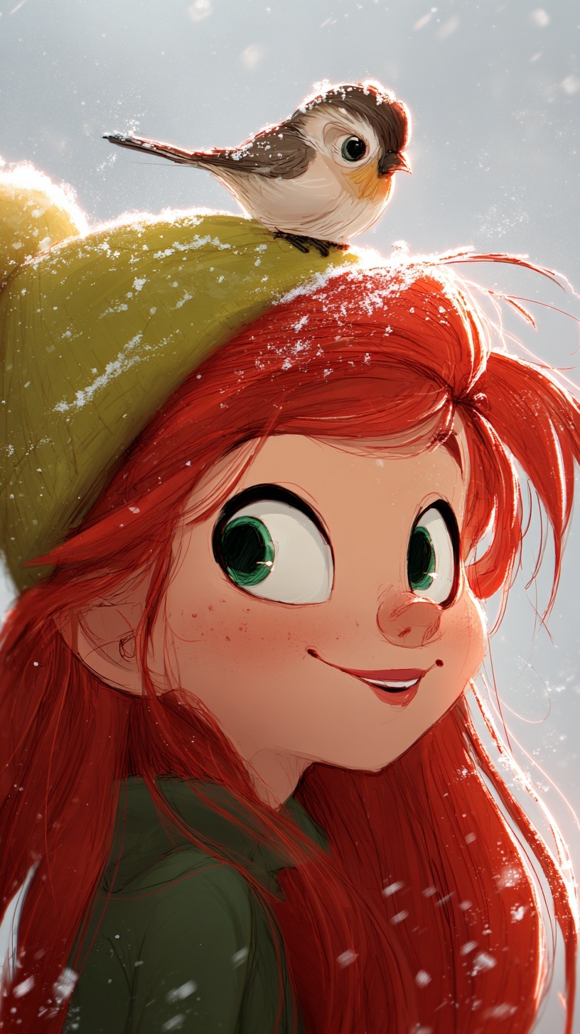 Промпт (промт) для нейросети - Midjourney | Девочка и воробей