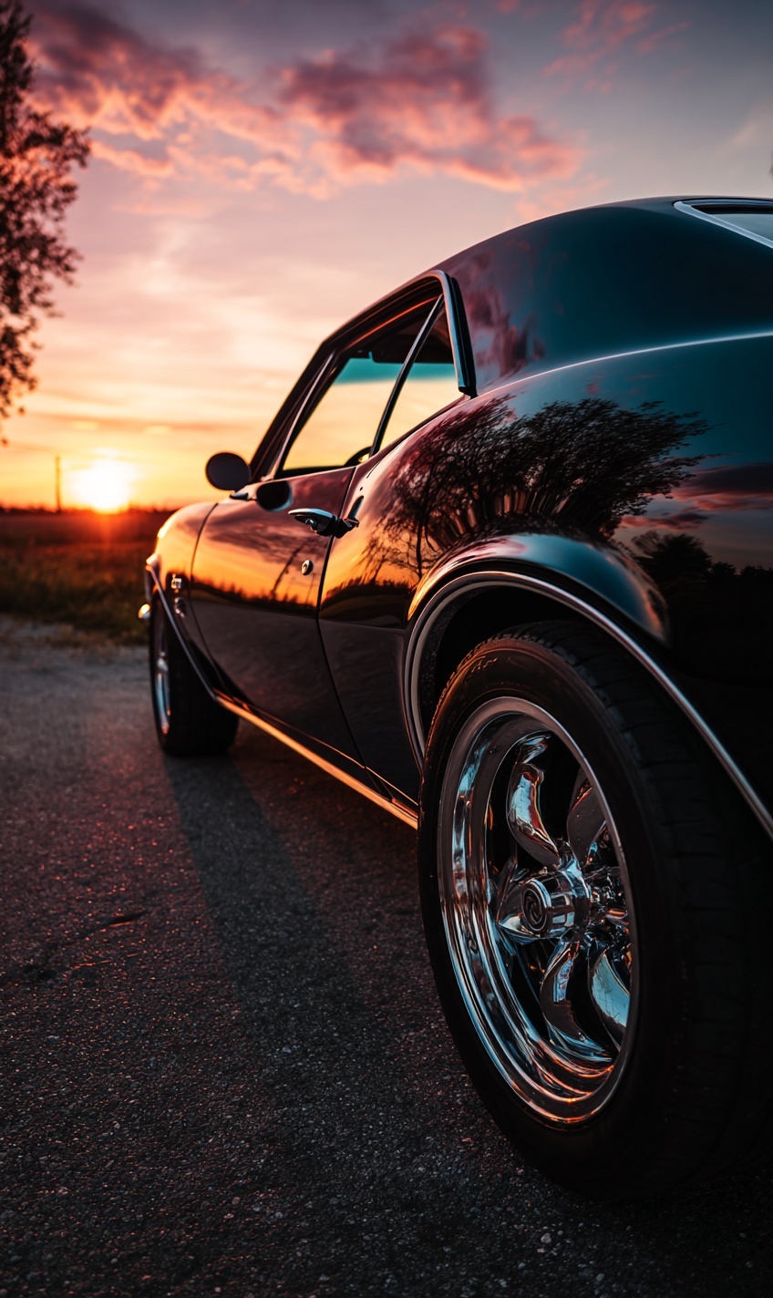 Промпт (промт) для нейросети - Midjourney | Chevrolet Camaro на закате