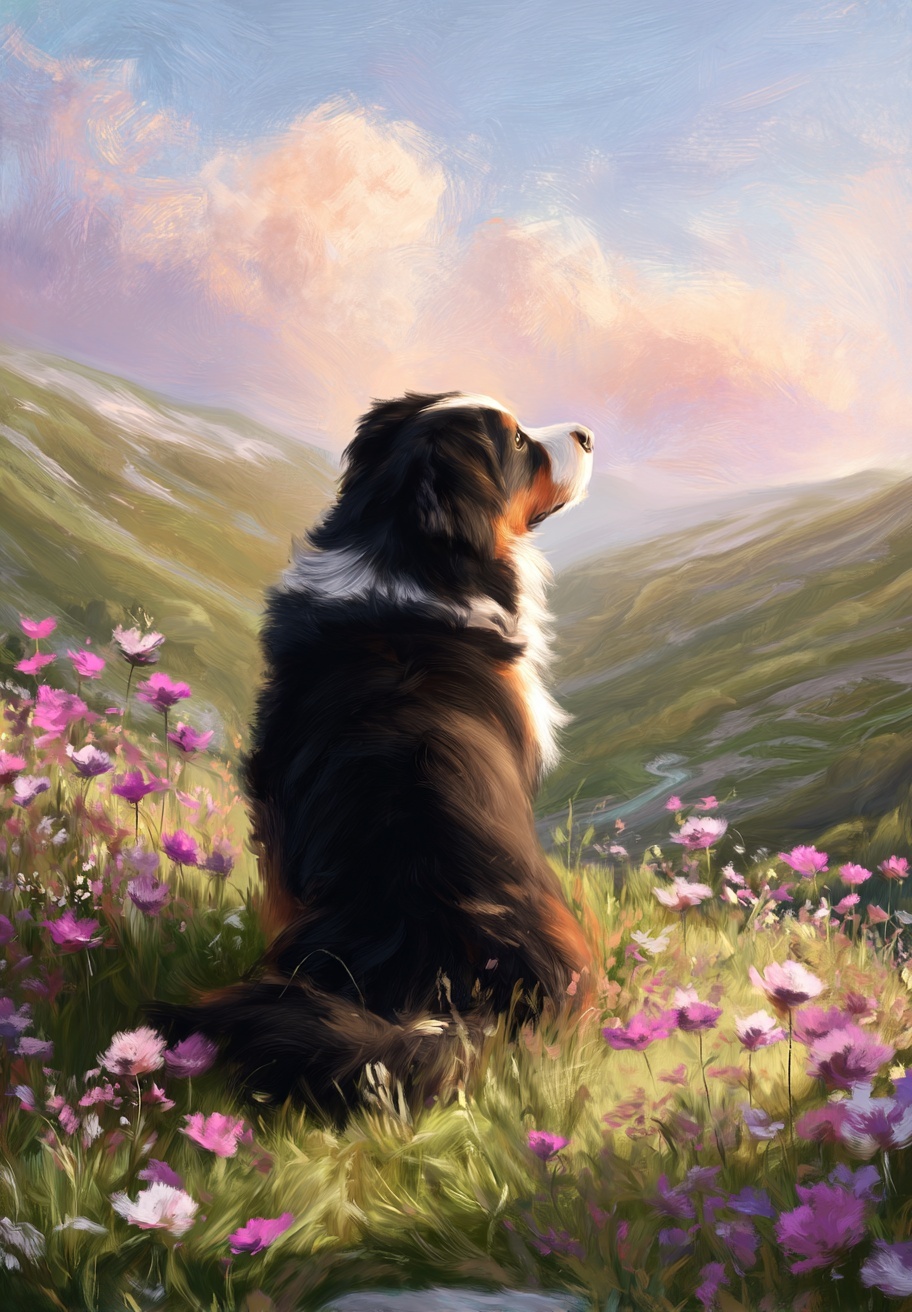 Промпт (промт) для нейросети - Midjourney | Бернский зенненхунд