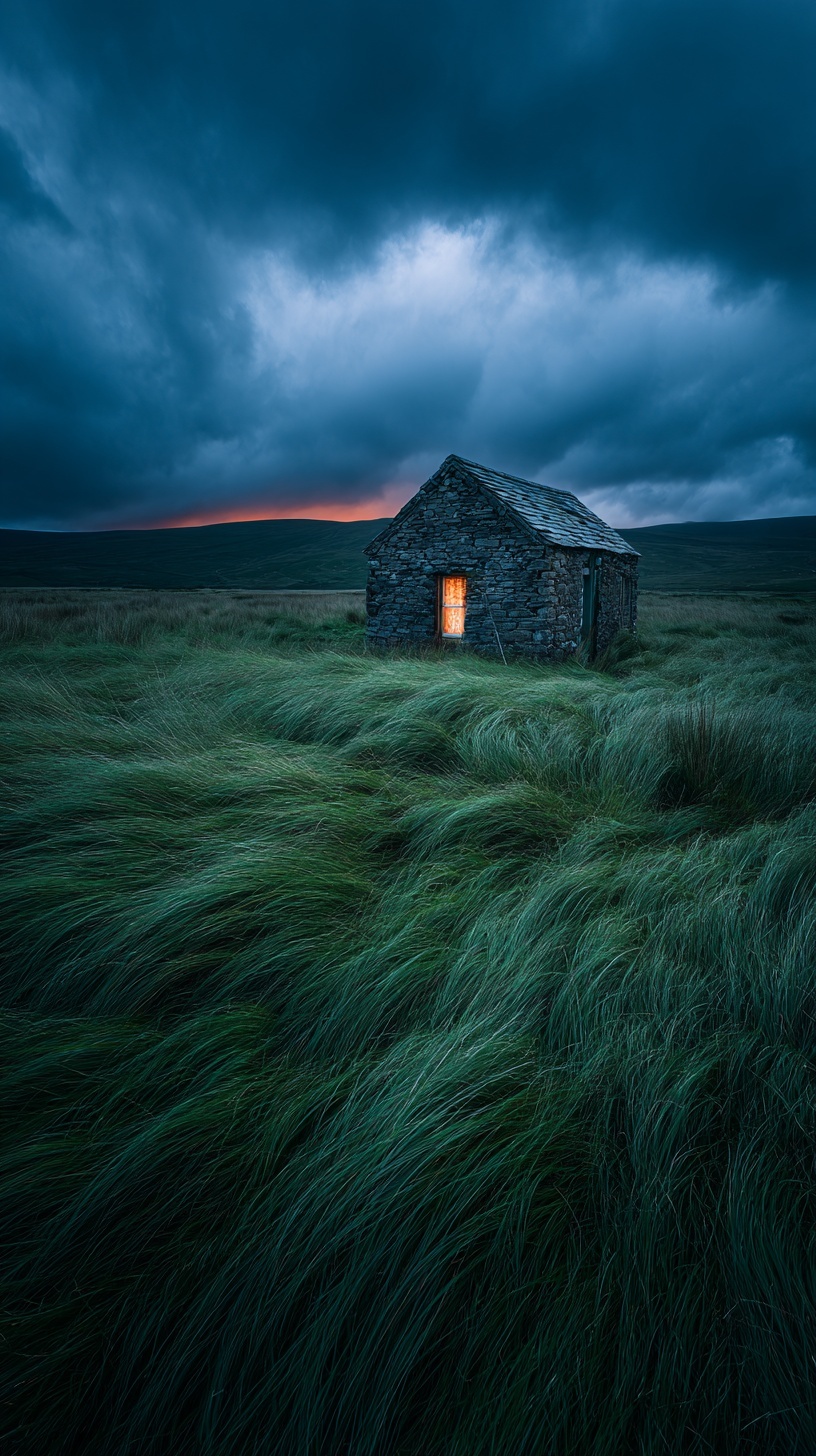 Промпт (промт) для нейросети - Midjourney | Хижина пастуха в сумерках
