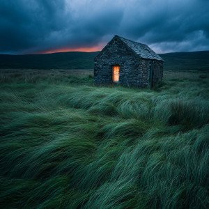 Хижина пастуха в сумерках