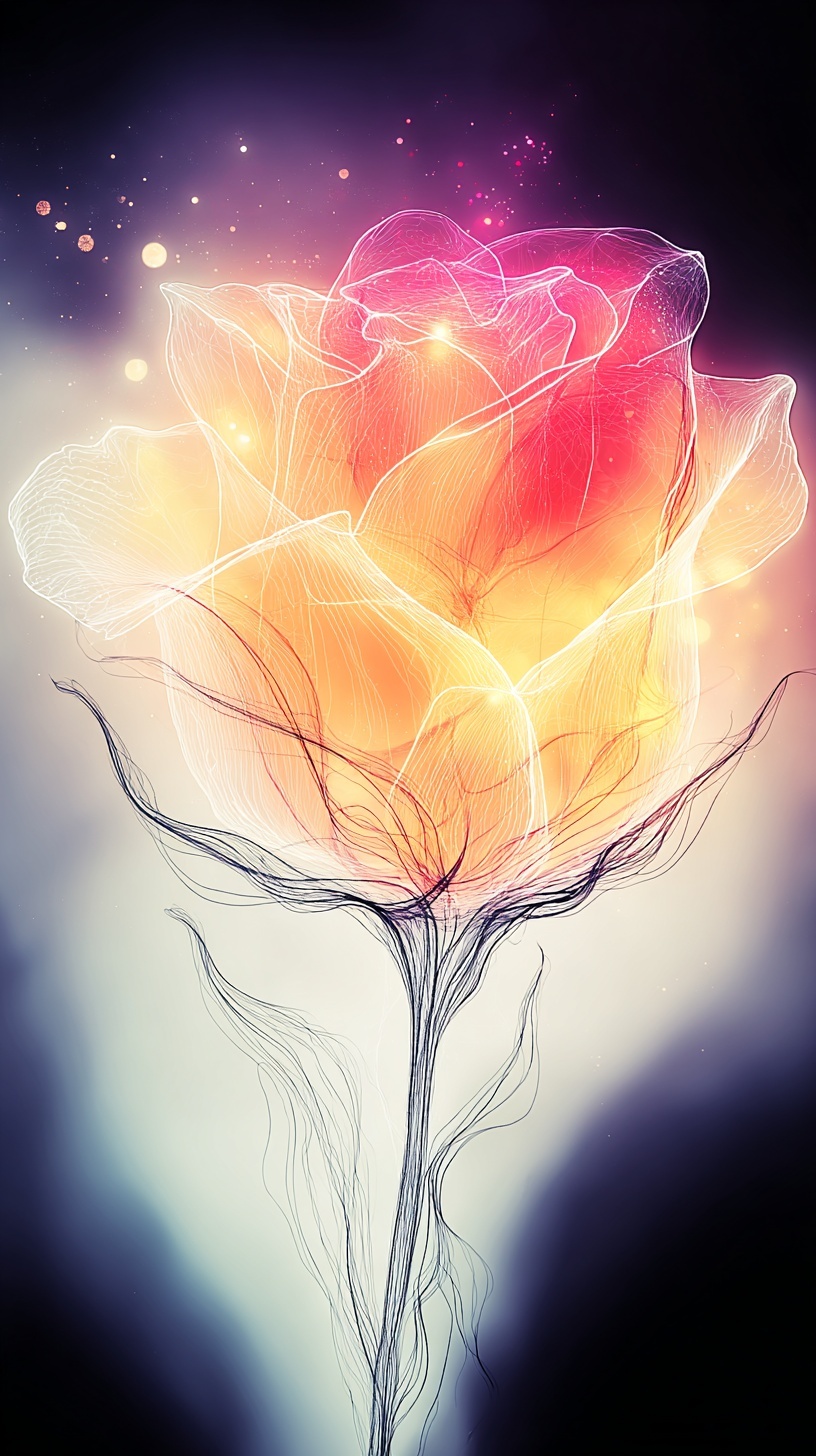 Промпт (промт) для нейросети - Midjourney | Роза из света