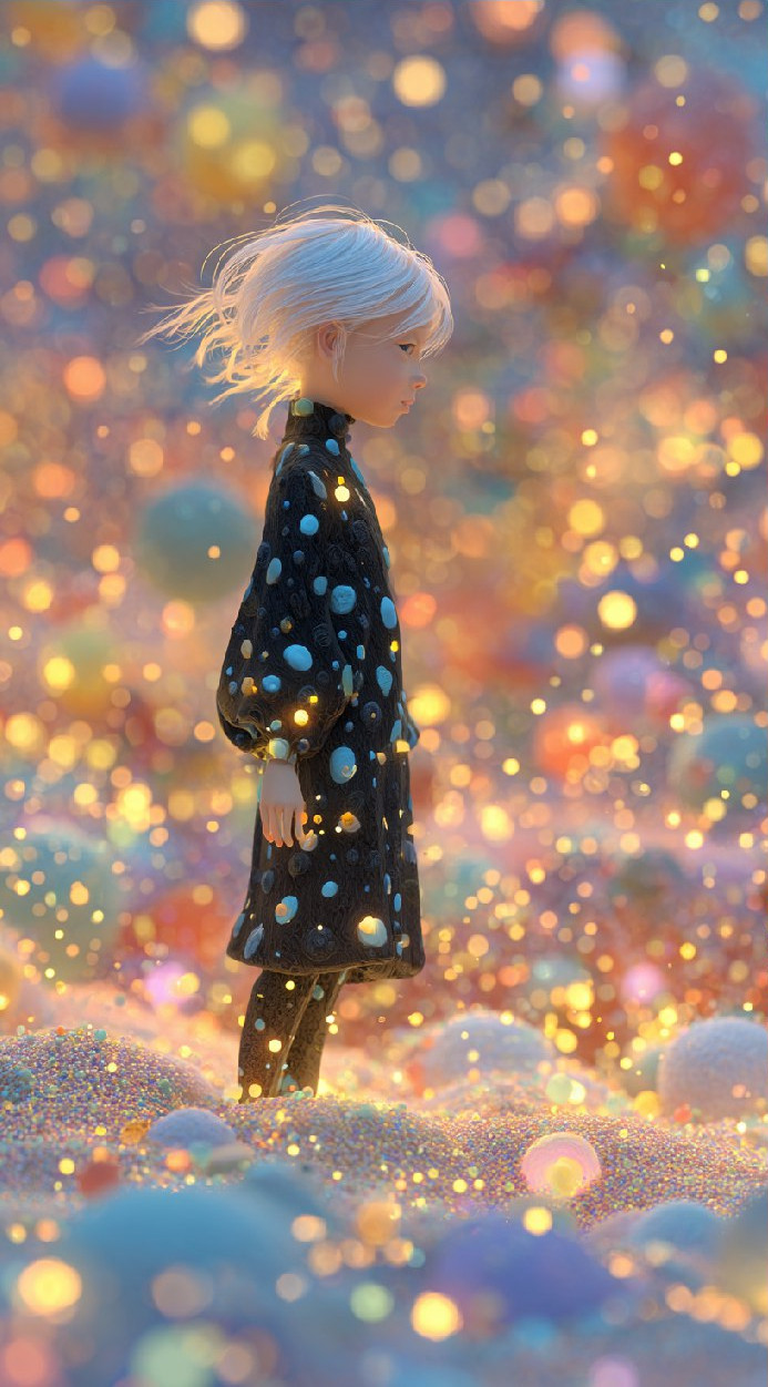 Промпт (промт) для нейросети - Midjourney | Девочка в радужном вихре