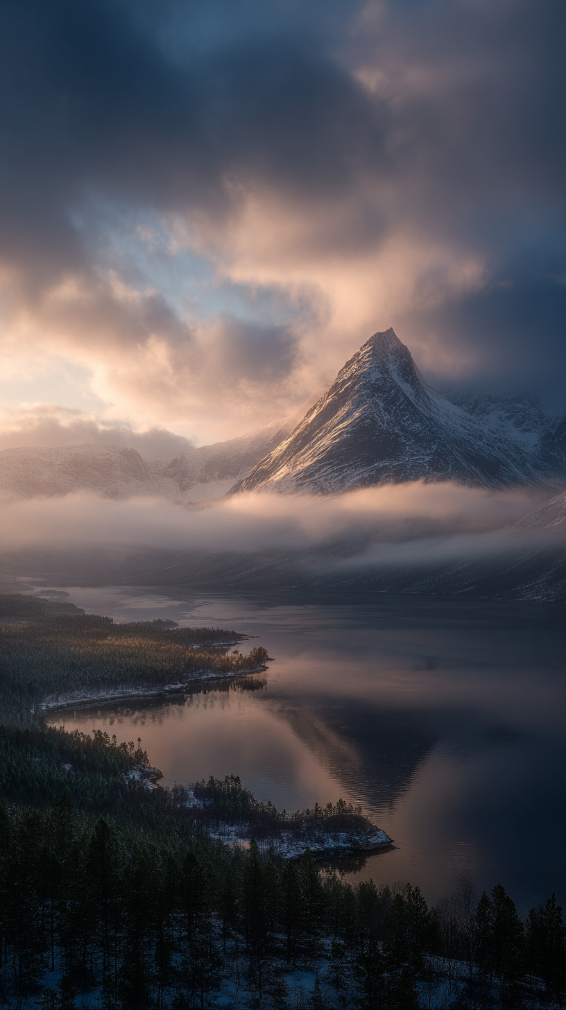 Промпт (промт) для нейросети - Midjourney | Закат над горой