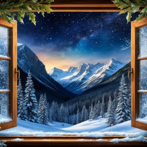 Красивые окна и зимний пейзаж