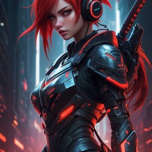 Кибер-самурайка - Сталь и неон