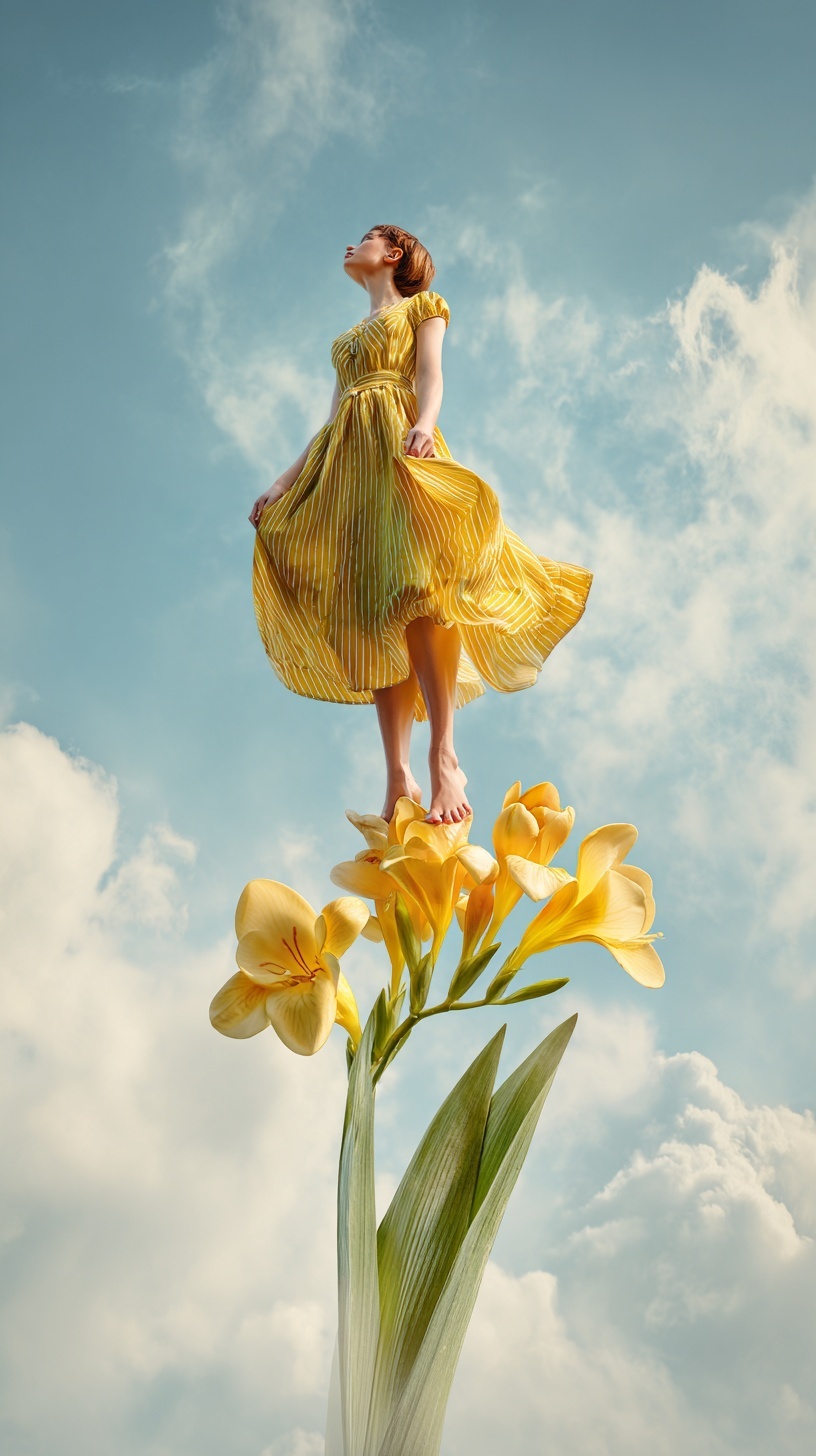 Промпт (промт) для нейросети - Midjourney | Сон на цветке