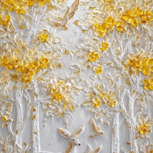 Олени в белом лесу