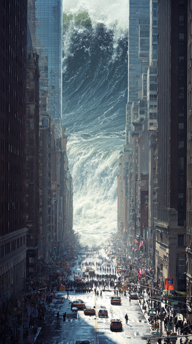 Промпт (промт) для нейросети - Midjourney | Застывший момент катастрофы