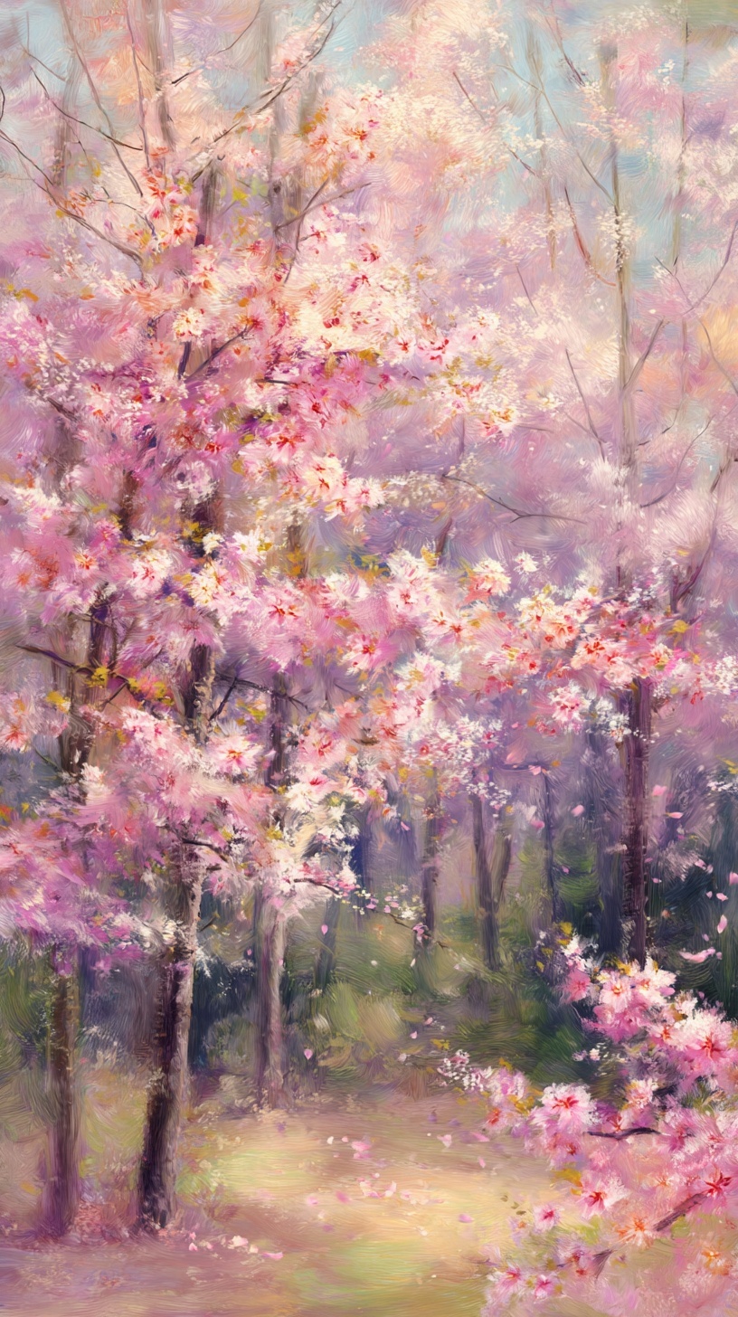 Промпт (промт) для нейросети - Midjourney | Сакура в стиле Моне