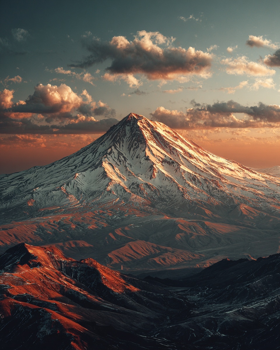 Промпт (промт) для нейросети - Midjourney | Золотой рассвет Дамаванда