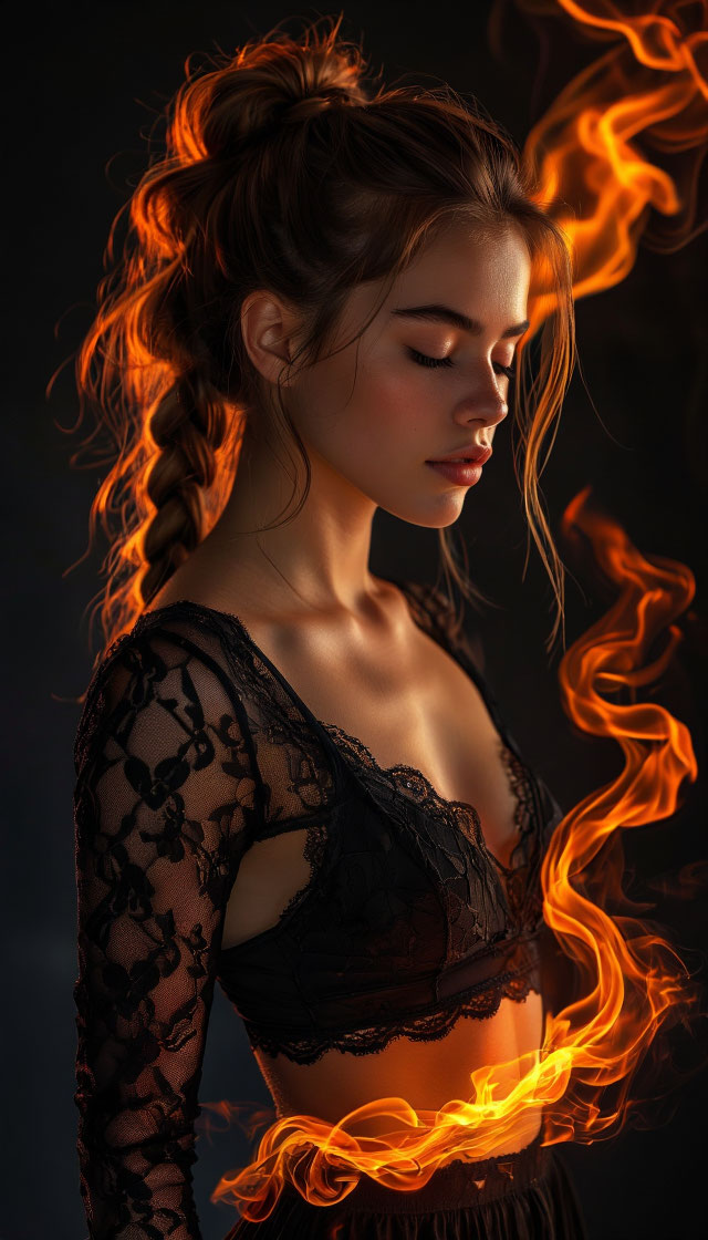 Промпт (промт) для нейросети - Шедеврум | Тайна в кружевах и огне