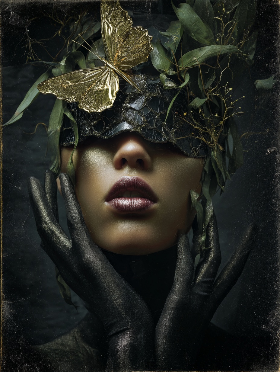 Промпт (промт) для нейросети - Midjourney | Коллаж тёмной женственности