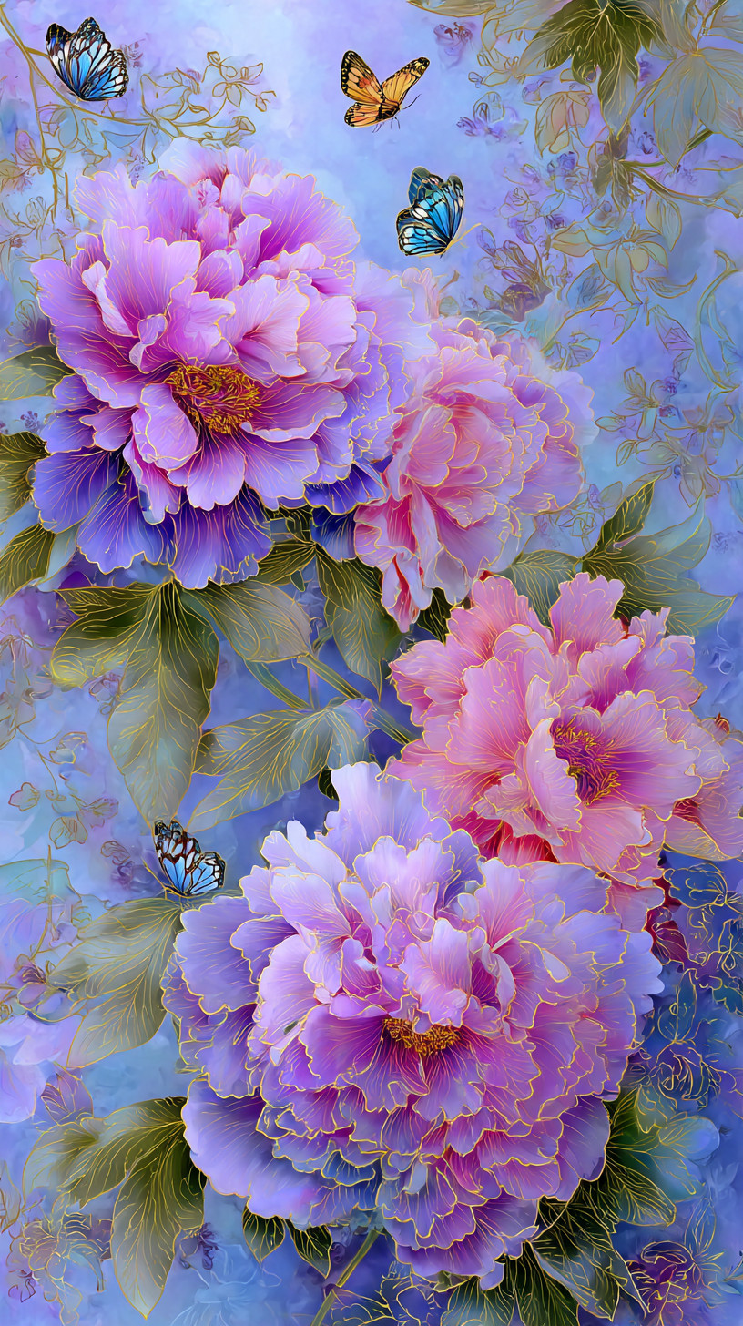 Промпт (промт) для нейросети - Midjourney | Радужные пионы