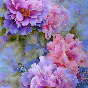 Радужные пионы