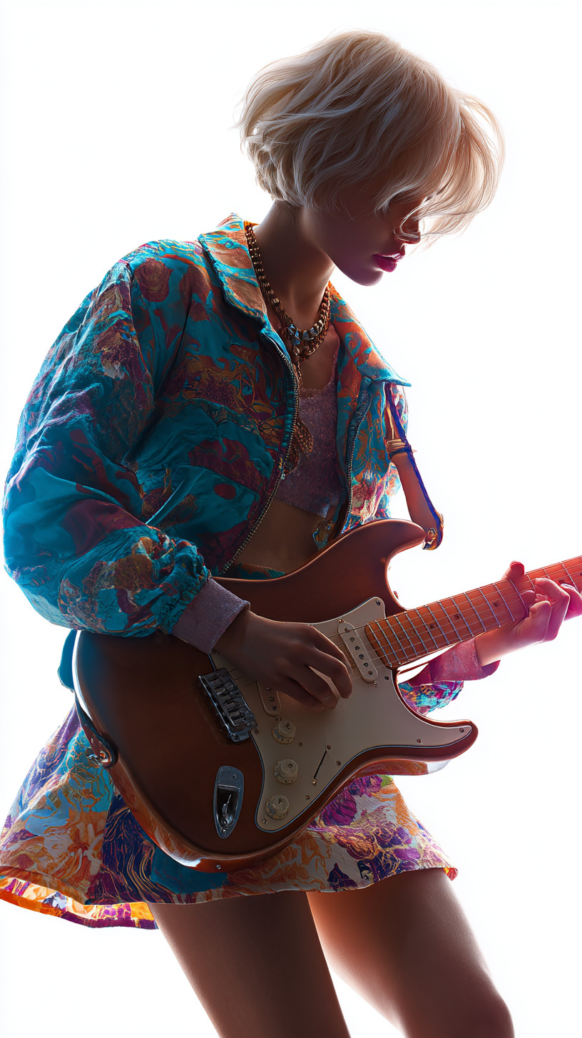 Промпт (промт) для нейросети - Midjourney | Блондинка-рокерша