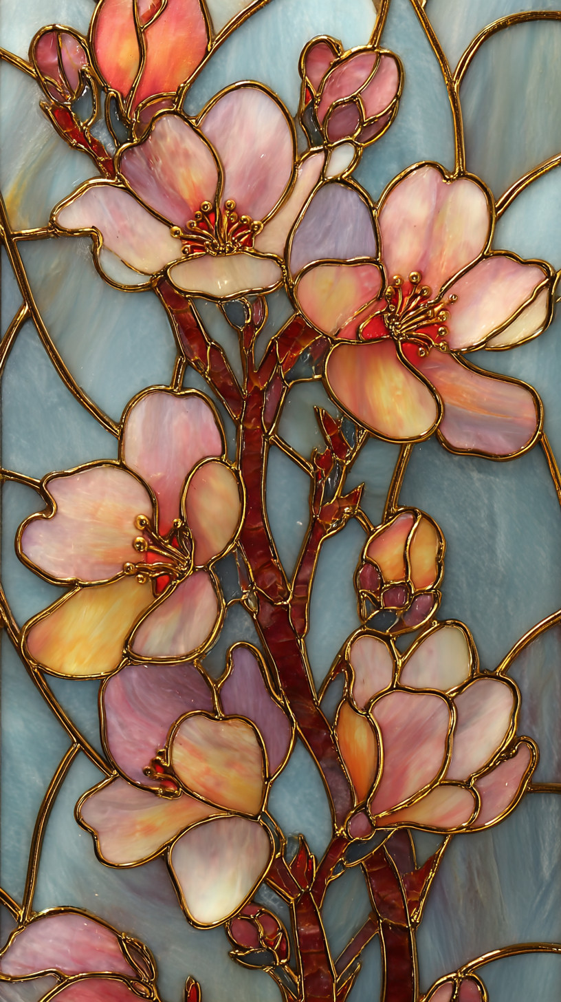 Промпт (промт) для нейросети - Midjourney | Витражи весны