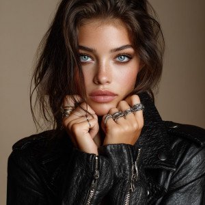 Модный образ - кожа и кольца