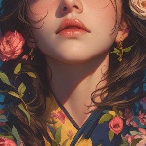 Девушка в цветах, стиль artgerm