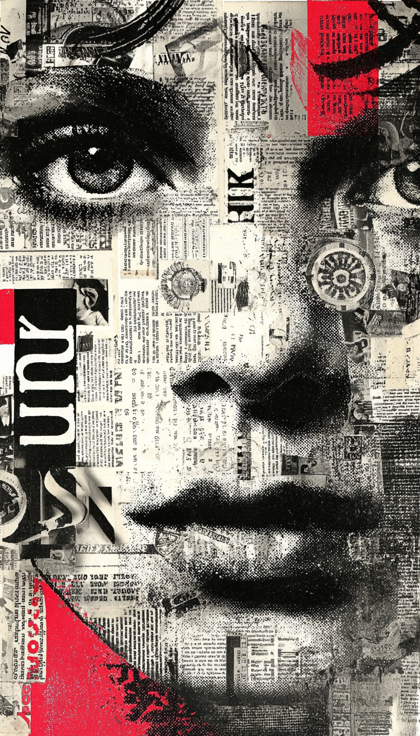 Промпт (промт) для нейросети - Midjourney | Газетный коллаж