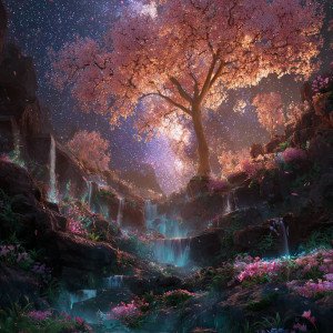 Сакура и звёздный водопад