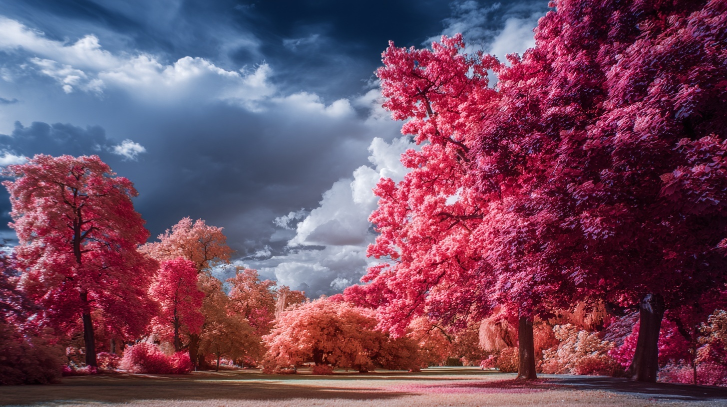 Промпт (промт) для нейросети - Midjourney | Розовый лес