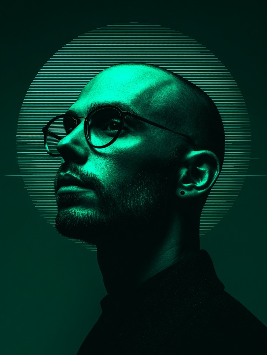 Промпт (промт) для нейросети - Midjourney | Портрет эффектом CRT-экрана