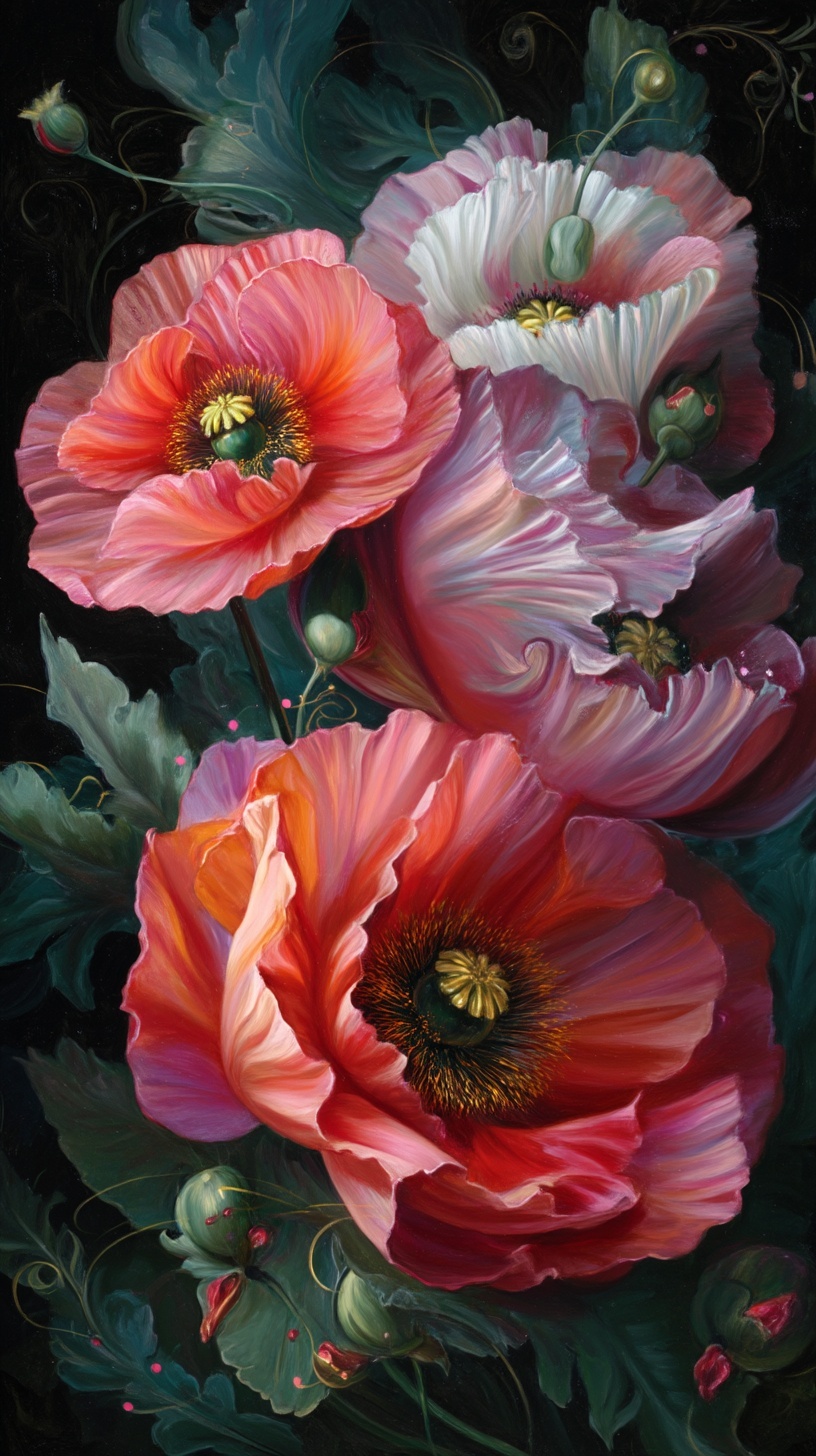 Промпт (промт) для нейросети - Midjourney | Сияние лепестков