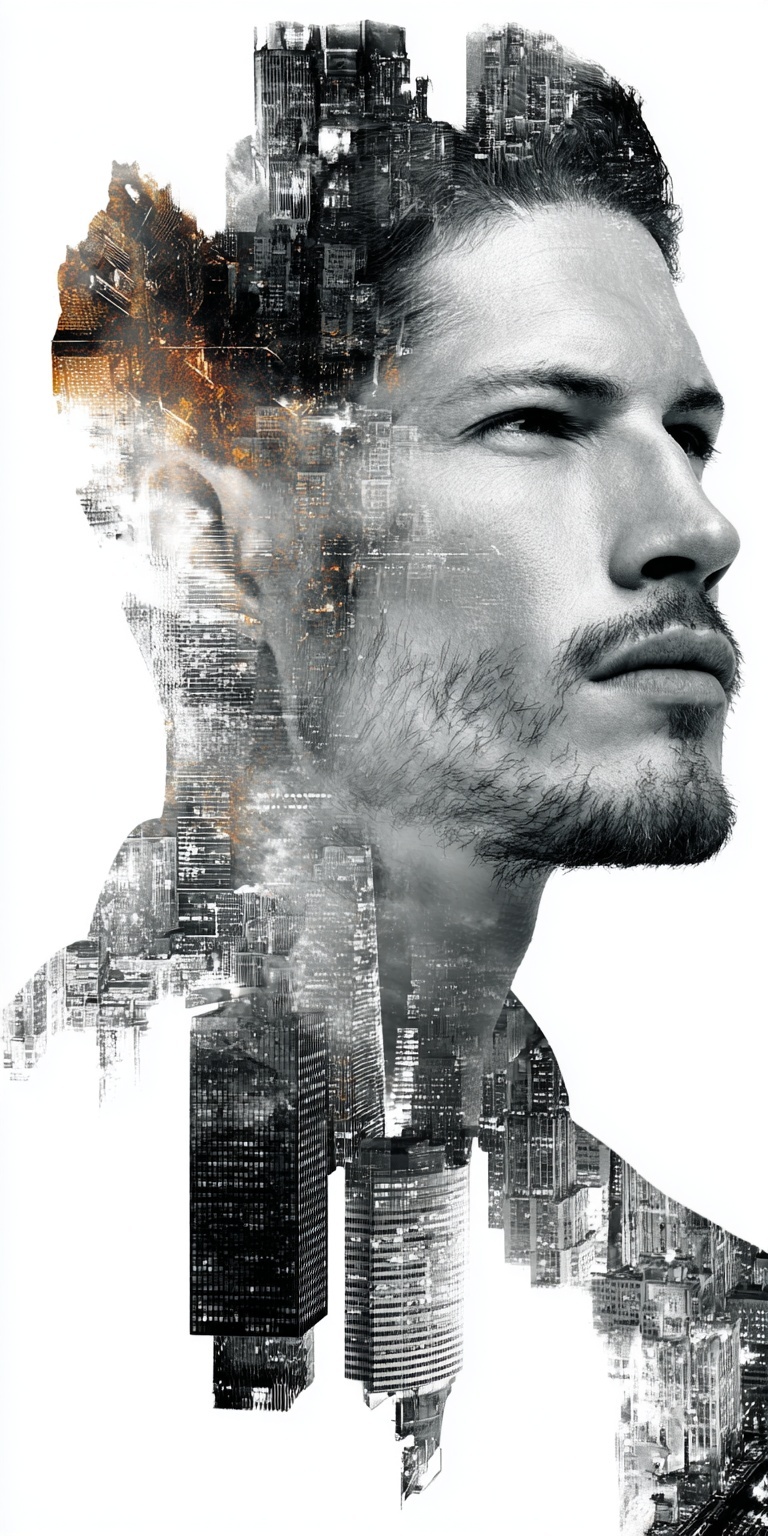 Промпт (промт) для нейросети - Midjourney | Силуэт и небоскрёбы