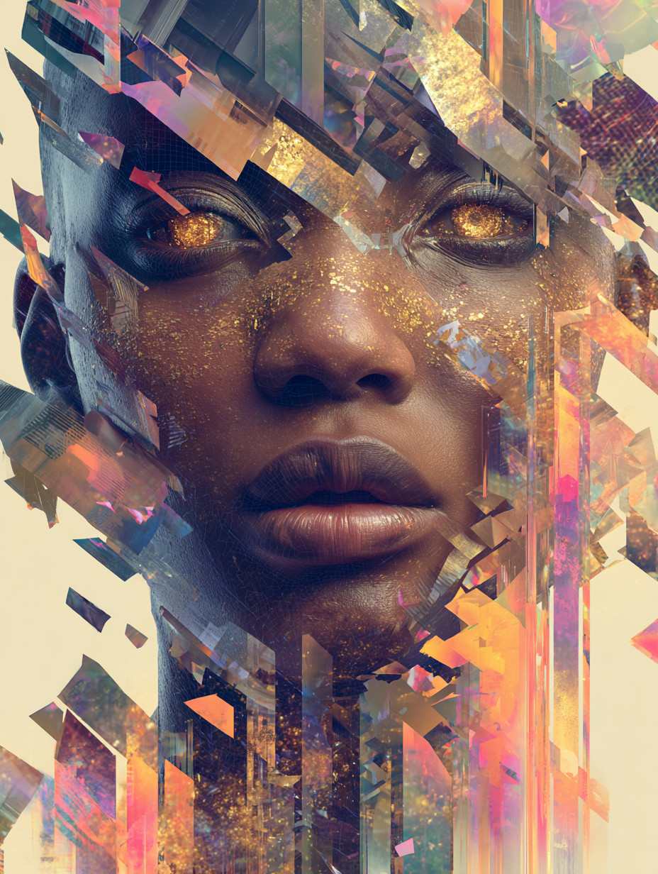 Промпт (промт) для нейросети - Midjourney | Глитч-портрет