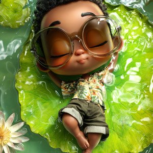 Малыш на лотосе в стиле Pixar