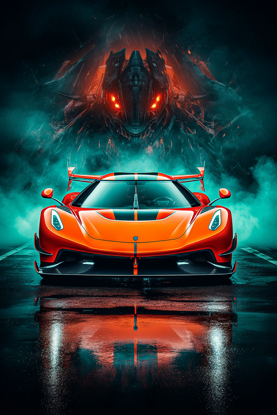 Промпт (промт) для нейросети - Midjourney | Koenigsegg Jesko и пробуждение зверя