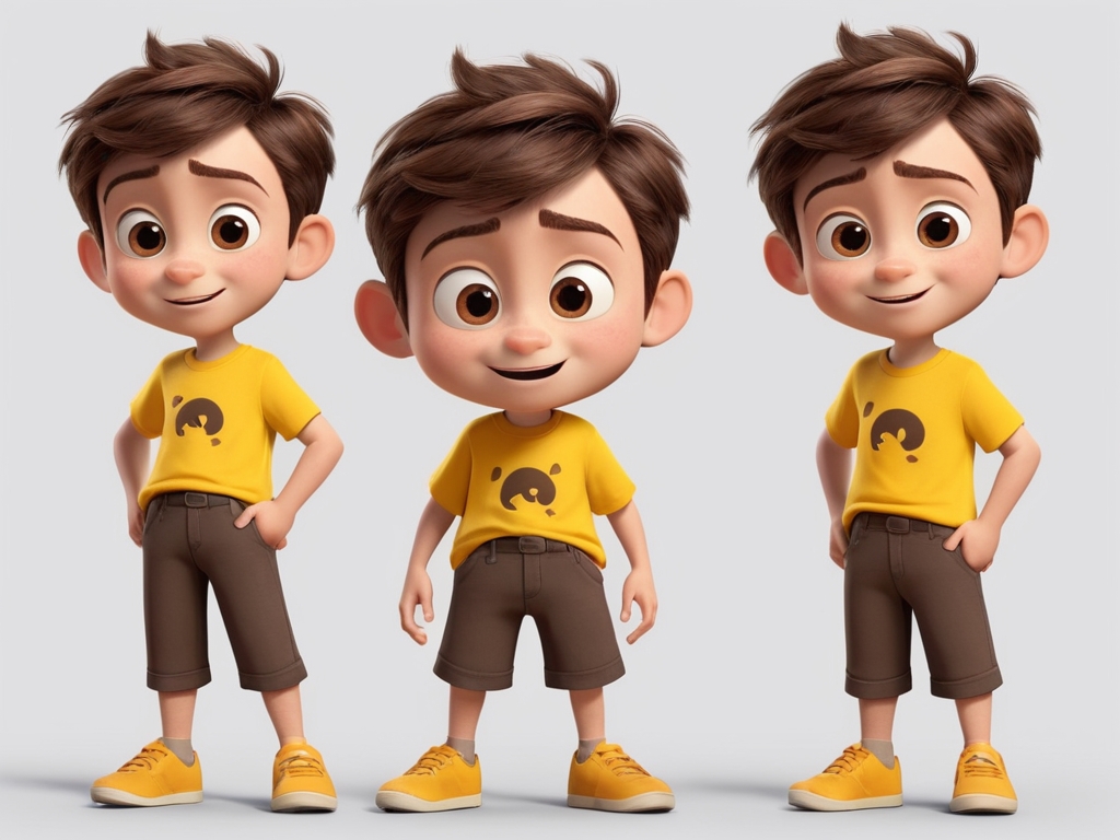 Лист персонажа Мальчик в стиле  Pixar 