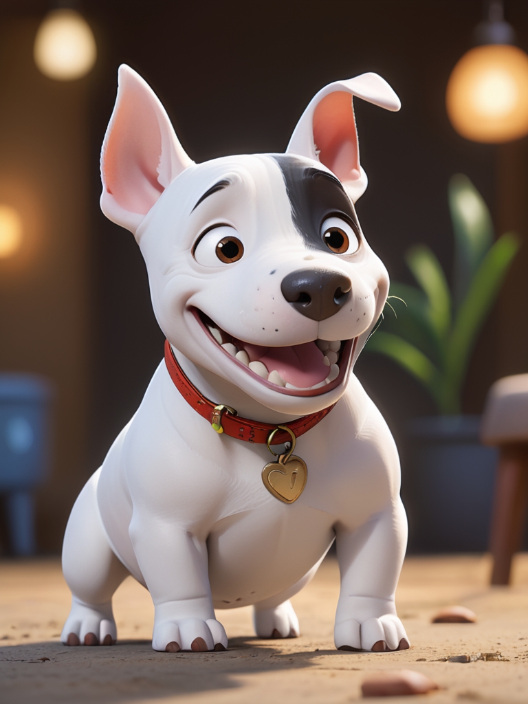 Бультерьер с улыбкой  в стиле Pixar