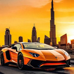 Промт для нейросети: Lamborghini Aventador - Вечерняя роскошь