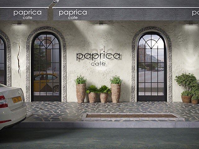 Кафе “PAPRICA”: фасад и летняя терраса, визуализация