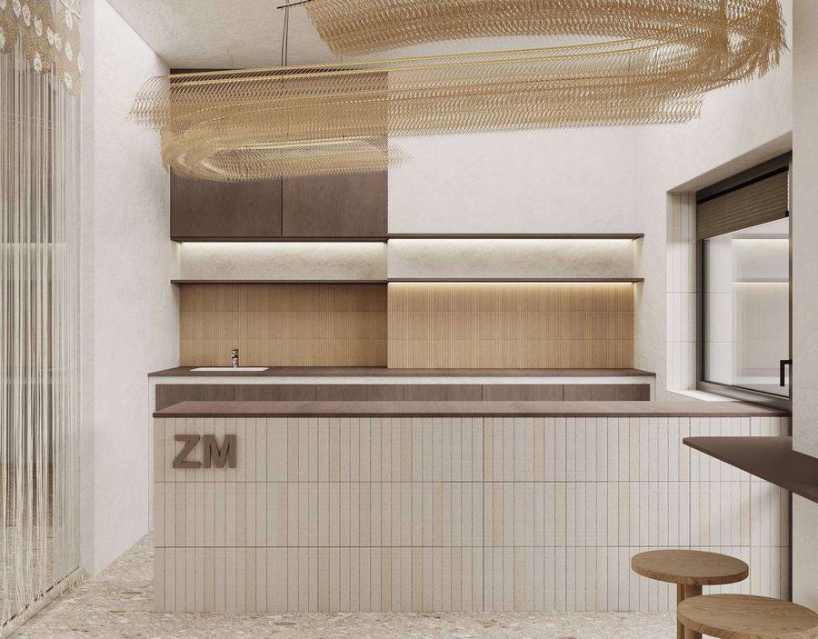 Кофейня “ZM”: барная стойка, визуализация