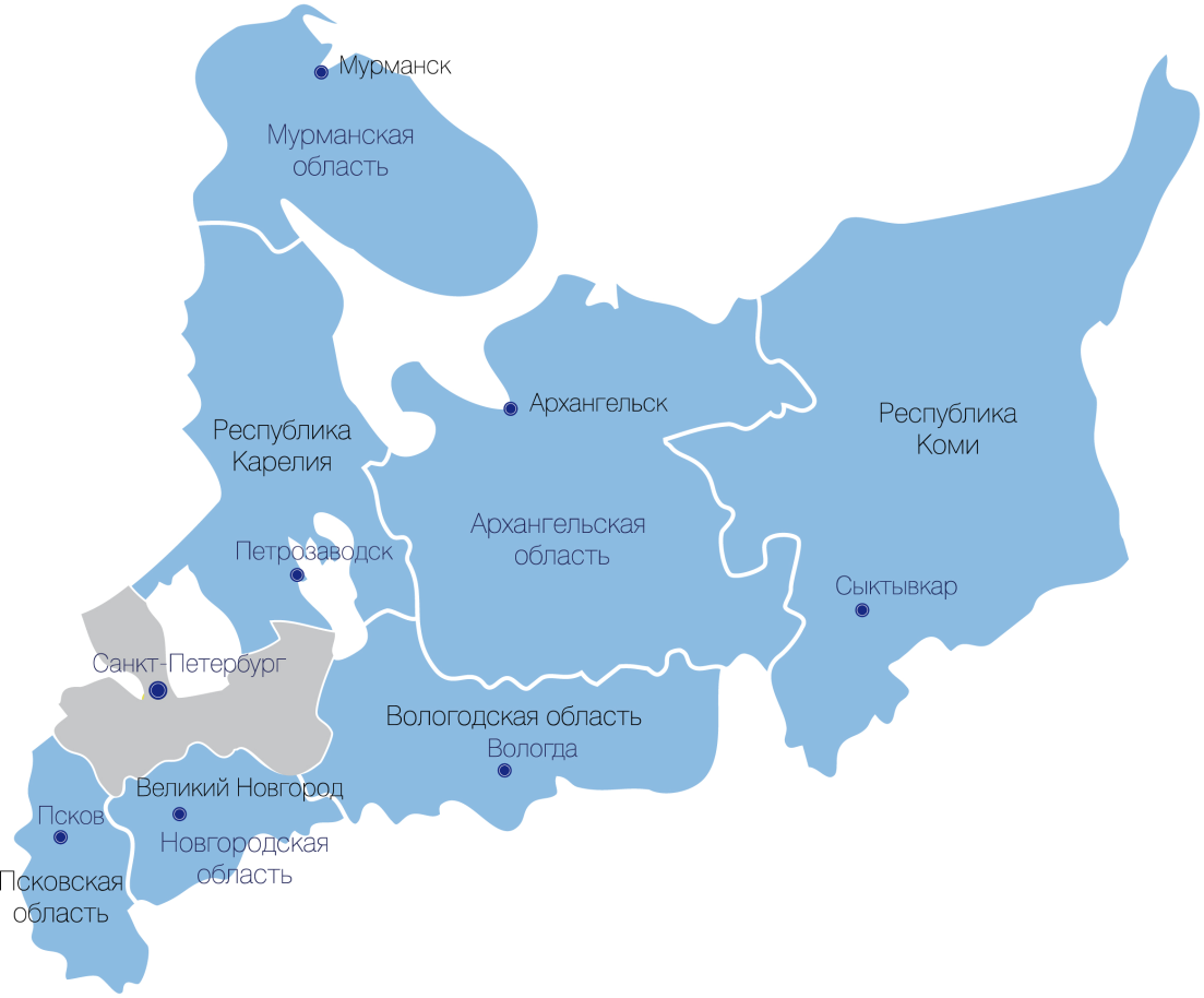 Карта россии северо западный регион