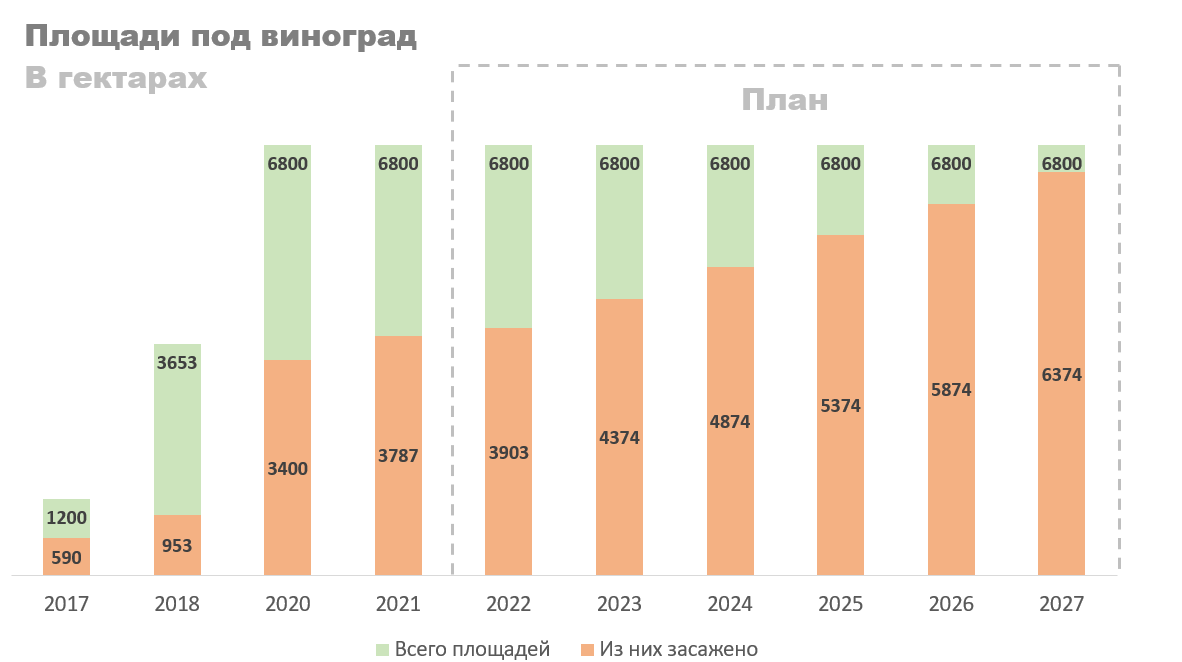 Площади под виноград