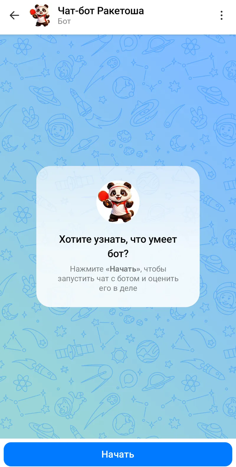 Чат-бот Ракетоша — Welcome