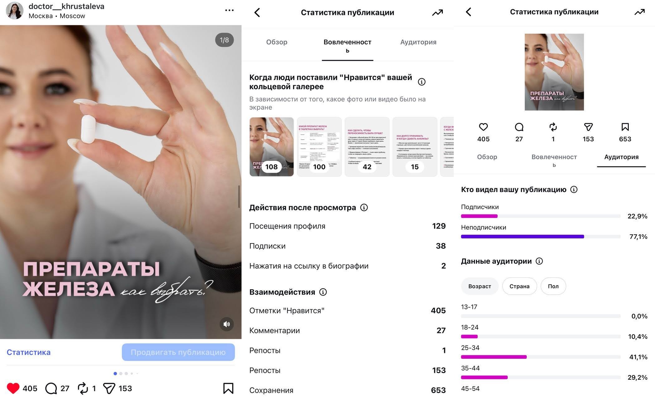 Как продвигать медицинский блог врачу, посты-карусели для роста блога Хрусталева Галина. Как выбрать препараты железа. Дефицит железа лекарства