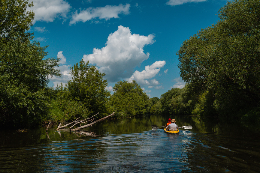 Сплав на байдарке по реке, Подмосковье