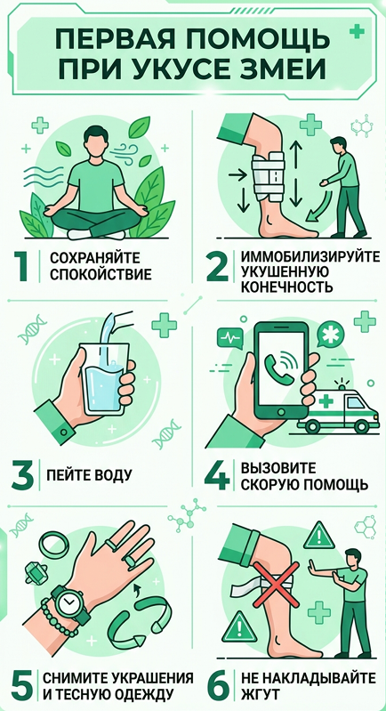 Алгоритм действий при укусе змеи